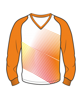 Футболка с длинным рукавом 208 рукав фигурный реглан расцветка2 оранжевая